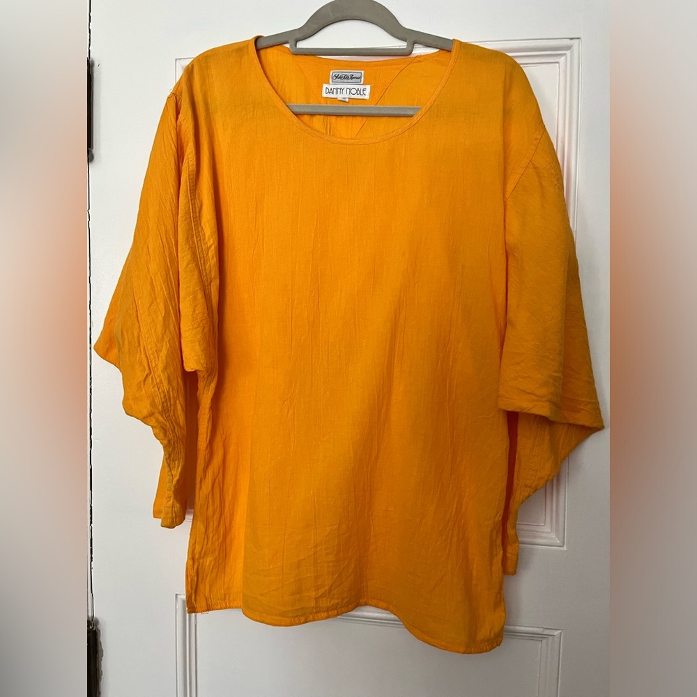 Vintage Danny Noble Yellow Batwing Lightweight Long Sleeve Saks Blouse - Medium